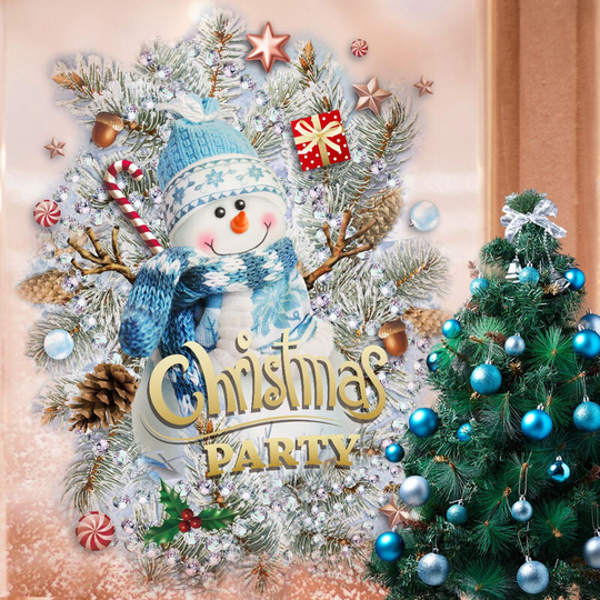 2 sets of Christmas tree snowman glass window decoration wall sticker background wall sticker
