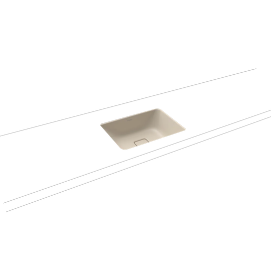 Warm Beige Steel Enamel Rectangular Under Counter Basin Bathroom Sink
