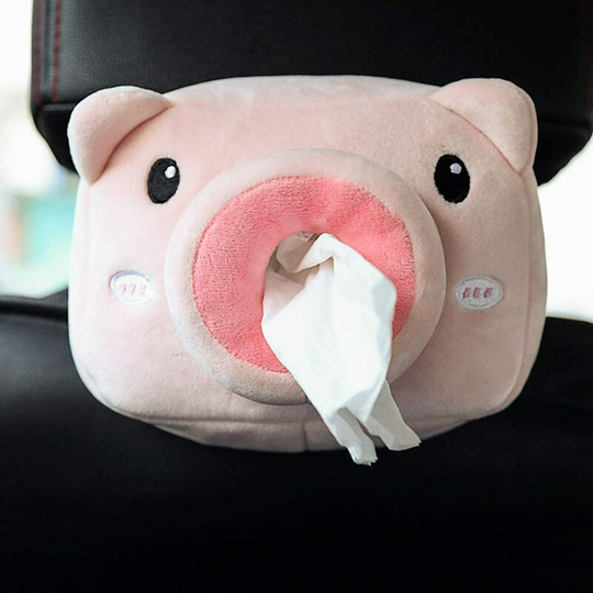 Sunflowergb - Car Tissue Box, Cartoon Pig Shaped Tissue Box, Paper Towel Holder, Multifunctional Hanging Tissue Box for Car, Home, Bathroom, Car Seat