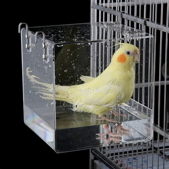 Bird Bathtub Hanging Bird Bowl Transparent Acrylic Bird Bath House Bath House, Bird Cage Accessory With Small Birds Finch, Peruche, Canary 13 * 11 *