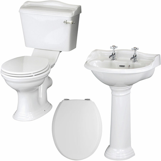 Ryther Traditional Bathroom Suite 600mm Basin - 2 Tap Hole - Nuie