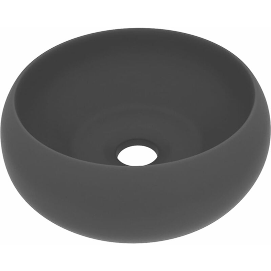 Luxury Wash Basin Round Matt Dark Grey 40x15 cm Ceramic vidaXL - Grey