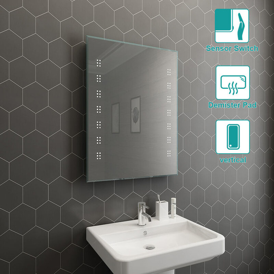 600 x 800mm Bathroom Illuminated LED Mirror with Demister(Type B)