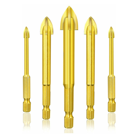 Glass Ceramic Tile Drill Bit,Universal Efficient Drilling Tool,Multifunctional Cemented Carbide Cross Drill Bits,5 Ceramic Tile Drill Bits,Tile