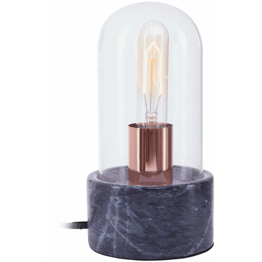 Premier Housewares Bathroom Light Bulb Bell Shape Practical Glass Lampshade Glass Bell Jar With Copper Bulb Durable Glass Lamp Base 12 x 12 x 24