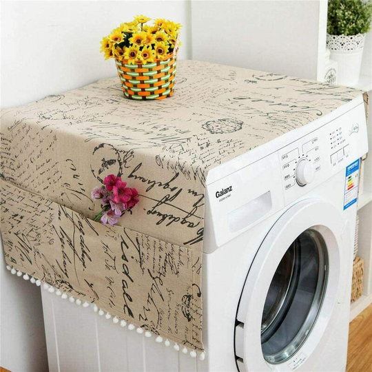 Washing Machine Cover Towel Dustproof Cover All Purpose Washing Machine Towel-Cotton Linen Cover a