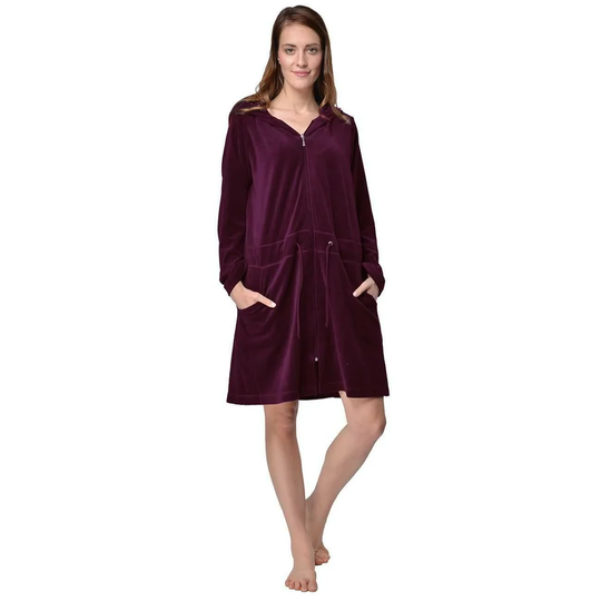 Symple Stuff Ladies Hooded Housecoat/Lounge Coat/Bathrobe/Sauna Coat With High Cotton Content