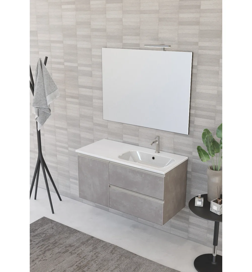 Vanity Unit 2 Drawers, 1 Door With Right Integrated Washbasin, Mirror And Spotlight
