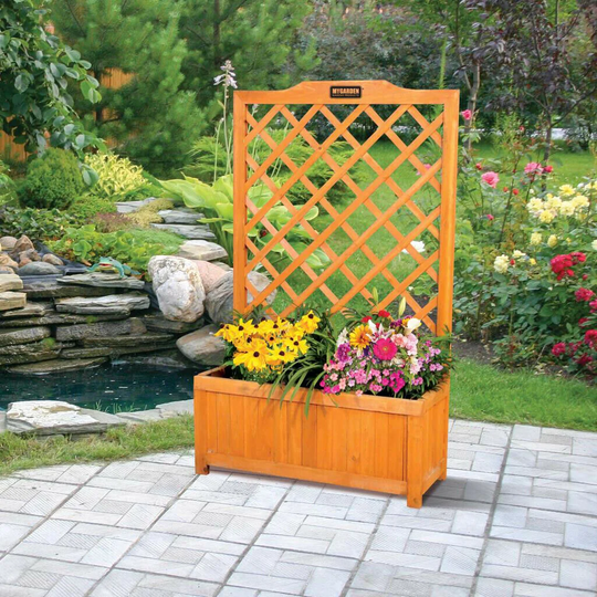 Large Wooden Plant Box with Trellis