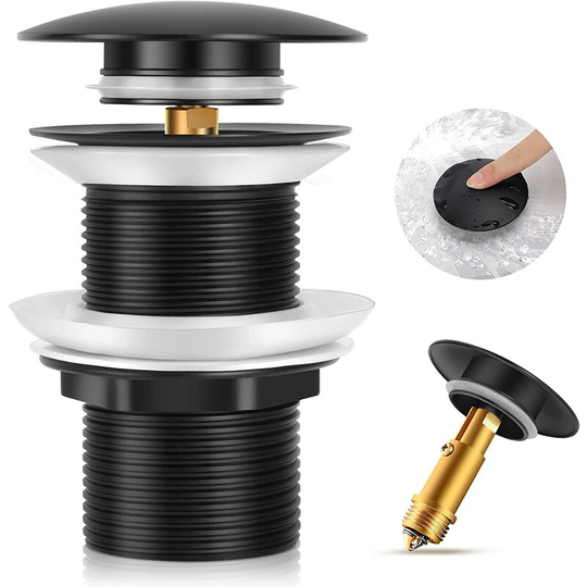 Lavabo slug without too full, click click clac, brass sink sink slope, Lavabo slice seal, Bond Baignoire, black