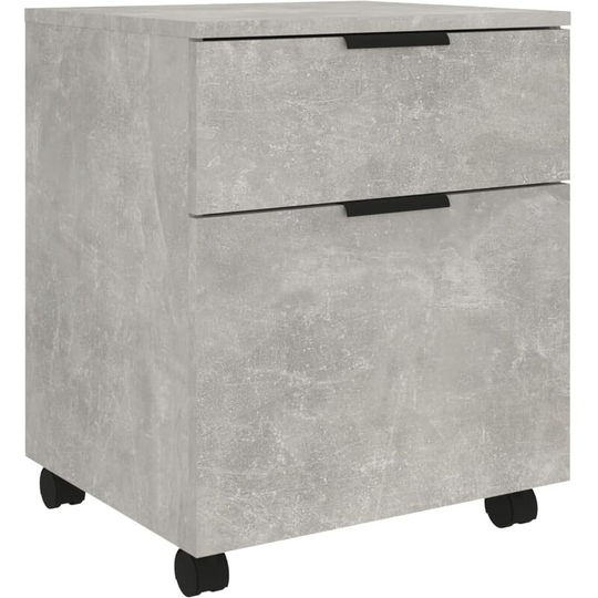 Mobile File Cabinet with Wheels Concrete Grey 45x38x54 cm Engineered Wood Vidaxl Grey