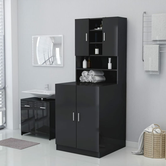 Washing Machine Cabinet High Gloss Grey 71x71.5x91.5 cm