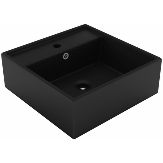 Luxury Basin Overflow Square Matt Black 41x41 cm Ceramic Vidaxl Black