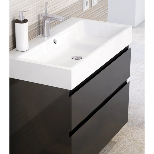 Black Matt Steel Enamel Rectangular Countertop Bathroom Sink