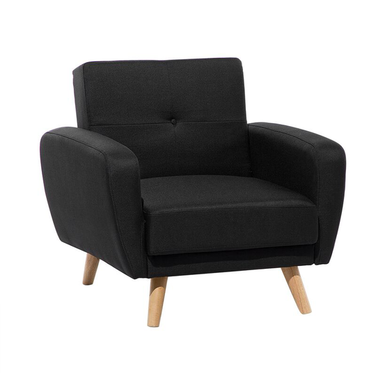 Modern Retro Armchair Adjustable Back Black Fabric Tufted Florli - Black