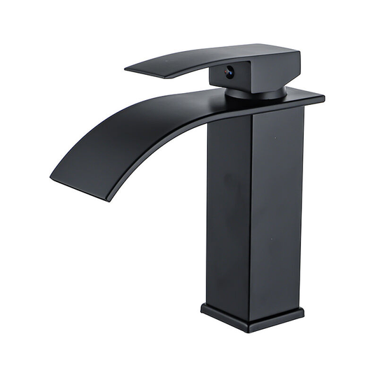 Black Basin Faucet Waterfall Basin Faucet Bathroom Faucet Hot and Cold Basin Faucet Sink Faucet with Ceramic Valve