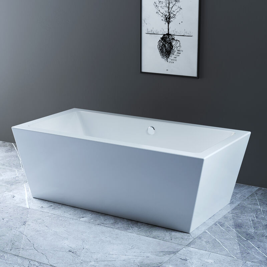 NRG - Square Freestanding Bathtub Straight Acrylic Bathroom Bath Built in Waste 1700 x 800mm