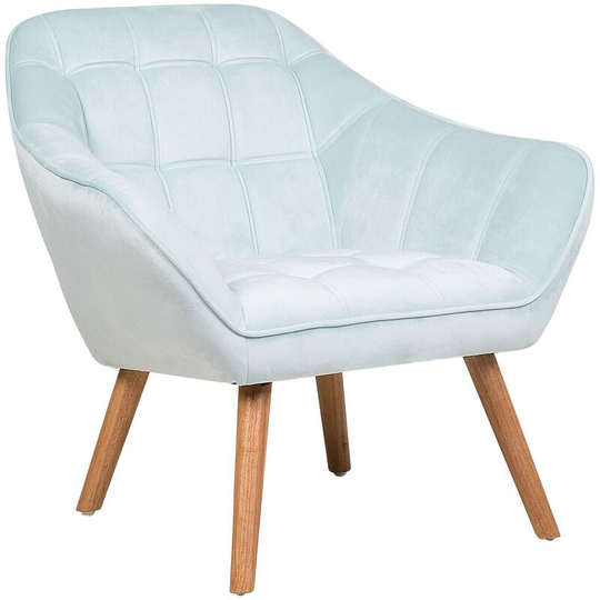Beliani - Armchair Light Blue Modern Glam Velvet Tufted Padded Seat Karis - Blue