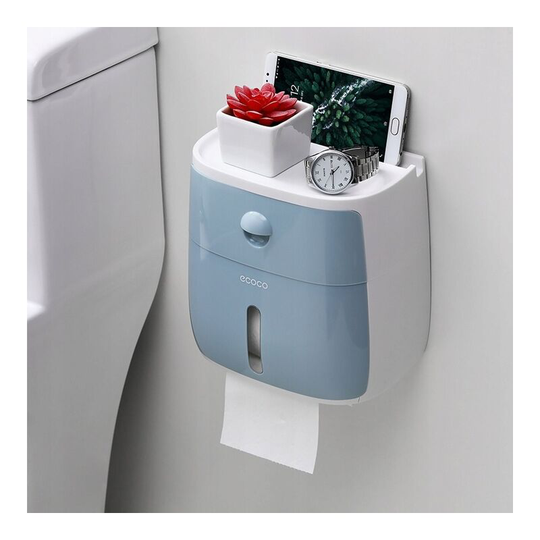 Bathroom wall mount 4 in 1 blue layer handkerchief box holder
