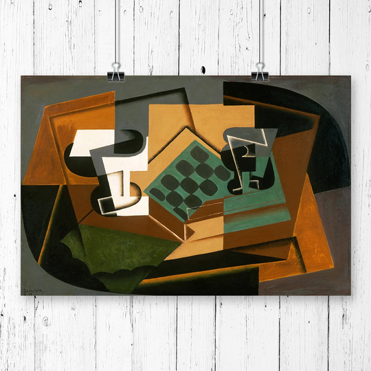 'Chessboard and Glass' by Juan Gris Graphic Art