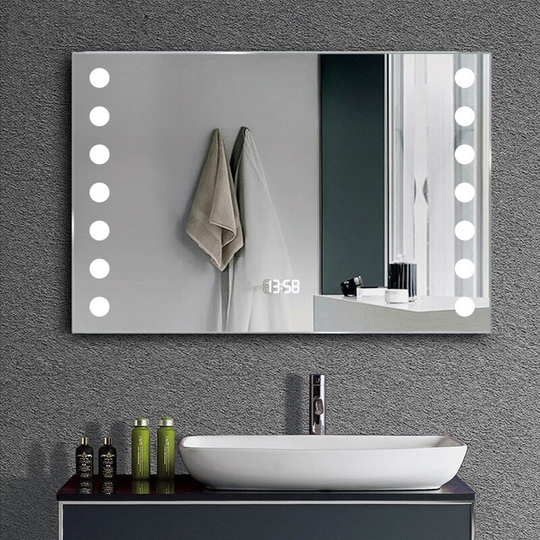 Livingandhome - led Illuminated Anti-fog Wall Mounted Mirror Touch Control Switch with Shaver Socket, 800x600MM