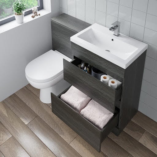Artis Toilet & Basin Vanity Unit Combination with Drawers - 1100mm Charcoal Grey