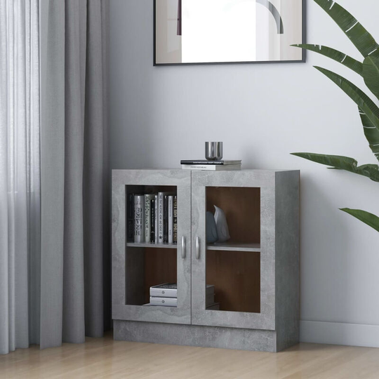 Vitrine Cabinet Concrete Grey 82.5x30.5x80 cm Chipboard