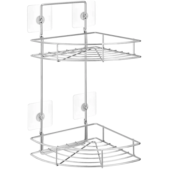 2 Tier, Shower Shelf, Rustproof SUS304 Stainless Steel Shower Organizer Storage, Large Capacity For Kitchen Bathroom Accessories, Shampoo, Conditioner