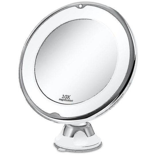 Portable 10x magnifying makeup vanity mirror with led light