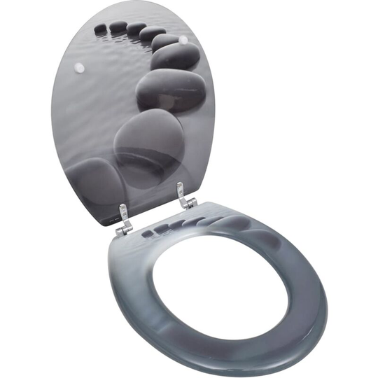 Wc Toilet Seat mdf Lid Stones - Grey