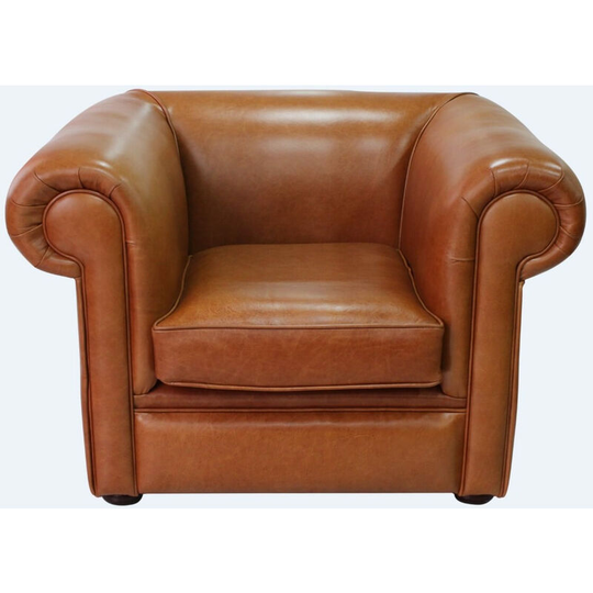 Chesterfield 1930's Low Back Club ArmChair Old English Tan Leather