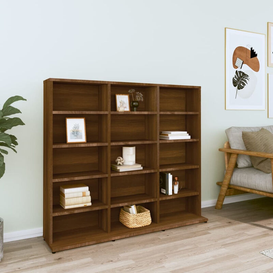 Cd Cabinet Brown Oak 102x23x89.5 cm Engineered Wood