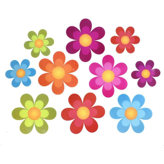 Non-slip Bath Utocants Adhesive Sticker Creature Security Anti-Slip Appliques Baby Shower Accessories Supplies (Colorful Flowers 6 Large and 4 Small)
