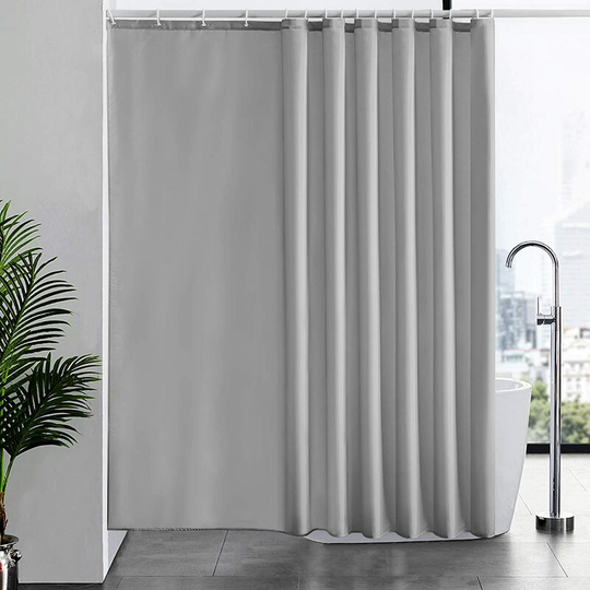1 Piece Mildew Proof Shower Curtain Waterproof Polyester Fabric Washable Textile Shower Curtains for Bathtub or Bathroom 240x200cm Gray