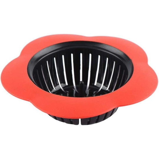 Kitchen Sink Strainer - Flower Shaped Plastic Basin Sink Strainer Drain Stopper Kitchen Bathroom Accessories(Red)