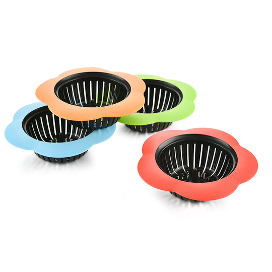 Sunflowergb - 4 Pack Silicone Sink Strainers, 4.5 Inch Universal Kitchen Drain Strainer Basket, Easy Clean Cute Plastic Pouring Strainers - Multicolor