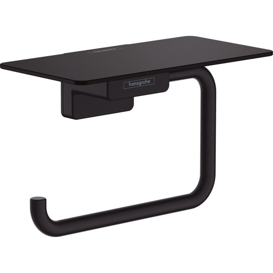 AddStoris Toilet paper holder with shelf, Black matt (41772670) - Hansgrohe