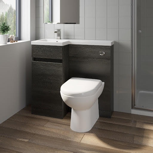 Artis Flat Pack Basin Vanity Unit & Toilet Combination - 900mm Charcoal Grey Left Hand