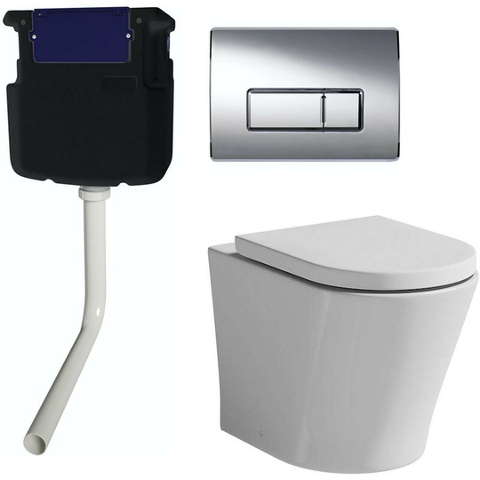 Mode Tate back to wall toilet with soft close seat, concealed cistern and push plate - White