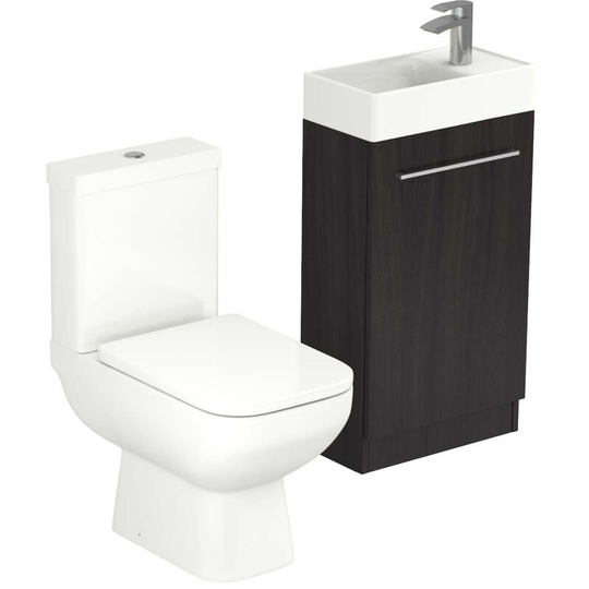 Solutions Structured Grey 450mm 1 Door Cloakroom Vanity Unit and Toilet Suite - Structured Grey