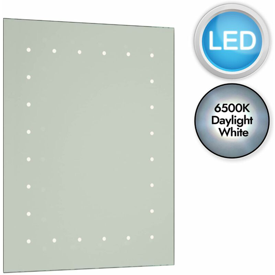 Battery Operated led Illuminated Bathroom 60cm Dot Rectangular Mirror - Mirrored glass