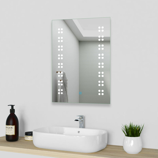 Illuminated Bathroom Wall Mirrors with Demister Pad,LED Lights,Portrait or Landscape,Touch Sensor-500x700