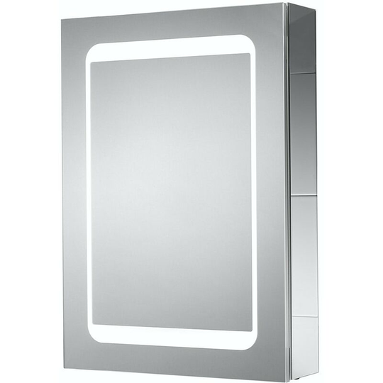 Mode - Olins diffused led illuminated mirror cabinet 700 x 500mm with demister & charging socket - Silver