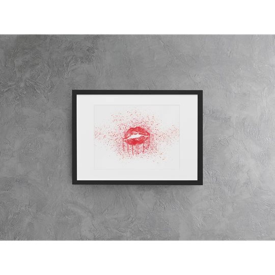 Red Splatter Lips - Picture Frame Graphic Art