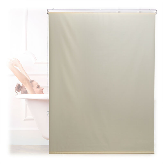 Relaxdays - Bathroom Roller Blind, for Shower & Bathtub, Water Repellent, Quick Drying, Ceiling & Window, 120x240cm, Beige
