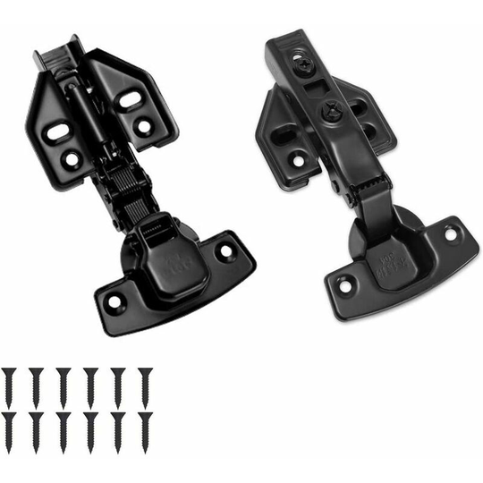 Soft Close Cabinet Hinges, Black Veneer, Rust Proof with Integrated Damper Self-Closing Mechanism Kitchen Door Cabinet Hinge. (Pack of 2)