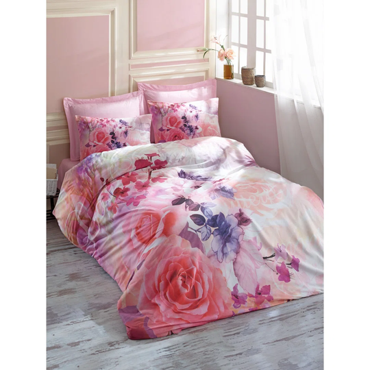 Grillo White/Lilac/Salmon Duvet Cover Set