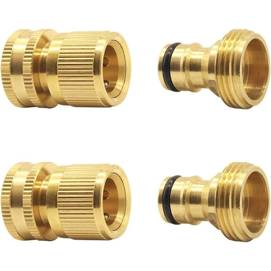 Perlerare - Expandable Garden Hose Connectors Quick Connect Adapters Faucets & Sprayers (2 sets)
