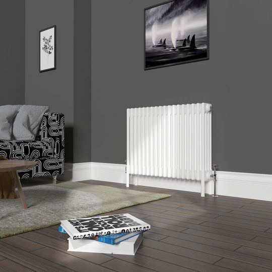 NRG - Traditional 4 Column Radiator Cast Iron Style Heating Rads Horizontal White 600x830mm