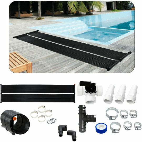 Arebos - Solar Heating |Solar Collector | Pool Heating | Solar Mat | Solar Absorber incl. Bypass set - Black